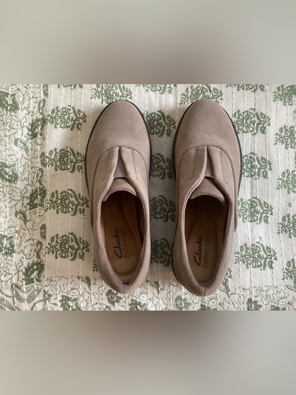 Clarks Taupe Slip-On Loafers